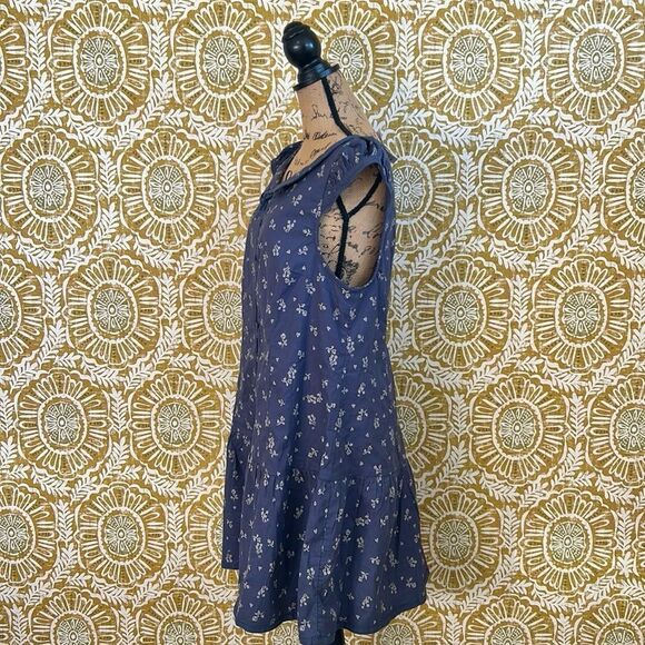 NWOT Free People Beasley Floral Drop Waist Babydoll Mini Dress Navy Combo Sz XL - Picture 11 of 15